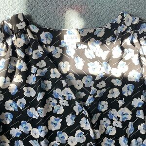 J. Crew Black and Blue Floral Blouse